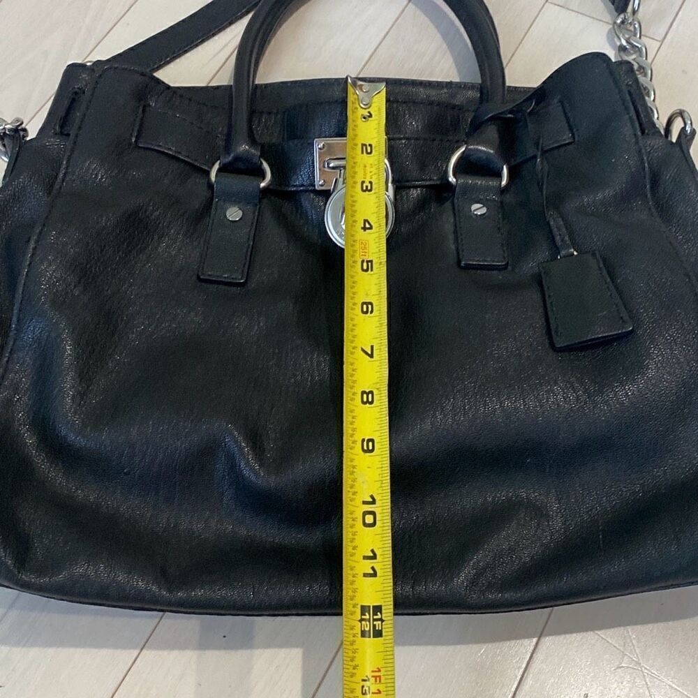 Michael Kors Women's Hamilton Medium Satchel Crossbody Bag Black & Gold - Picture 5 of 10